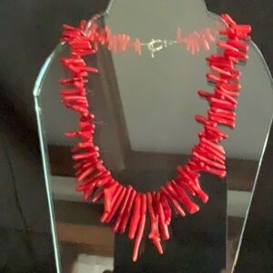 Stunning Boho Oxblood Coral Branch Necklace